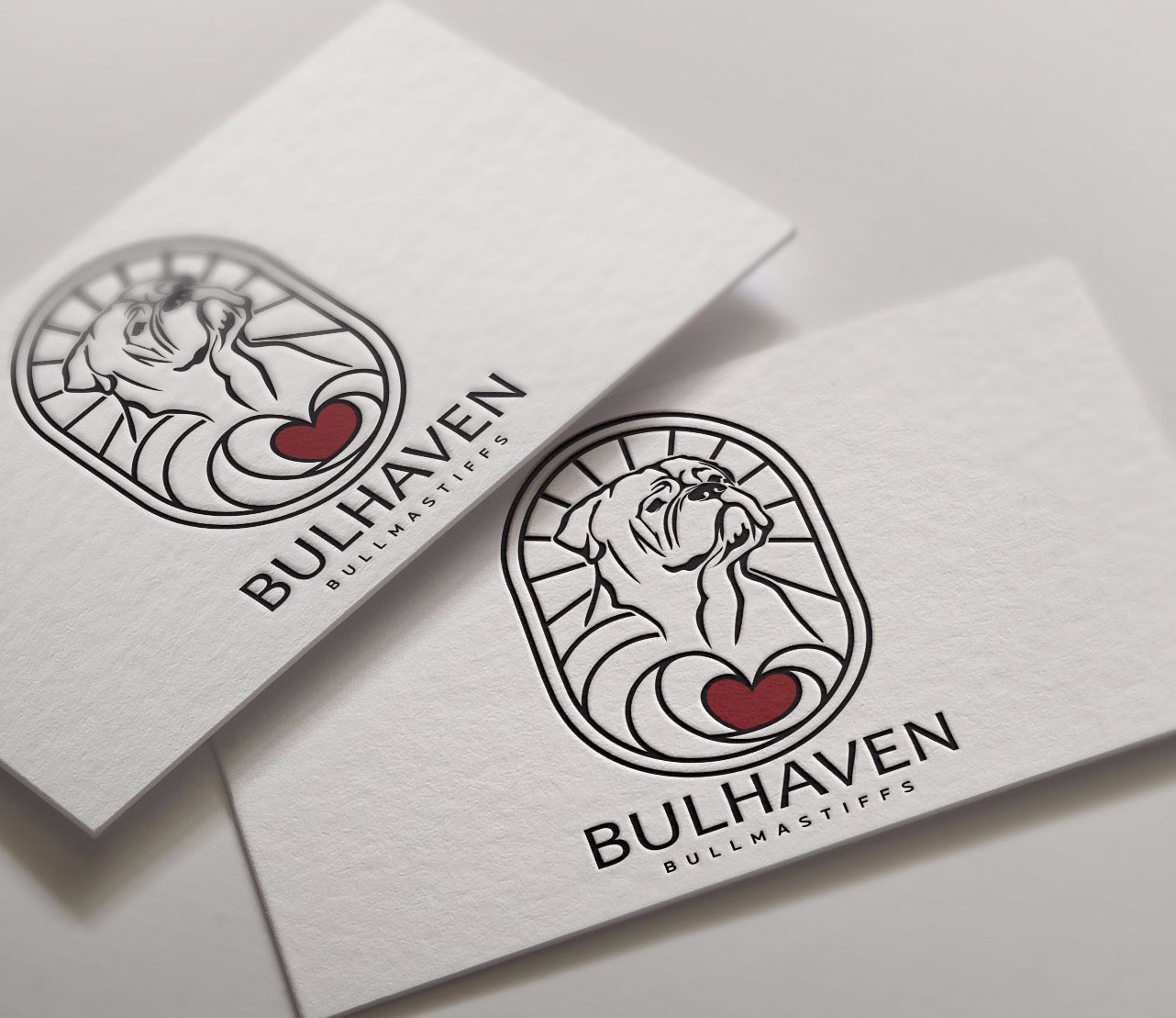 Bullmastiff and heart. Logo for breeders