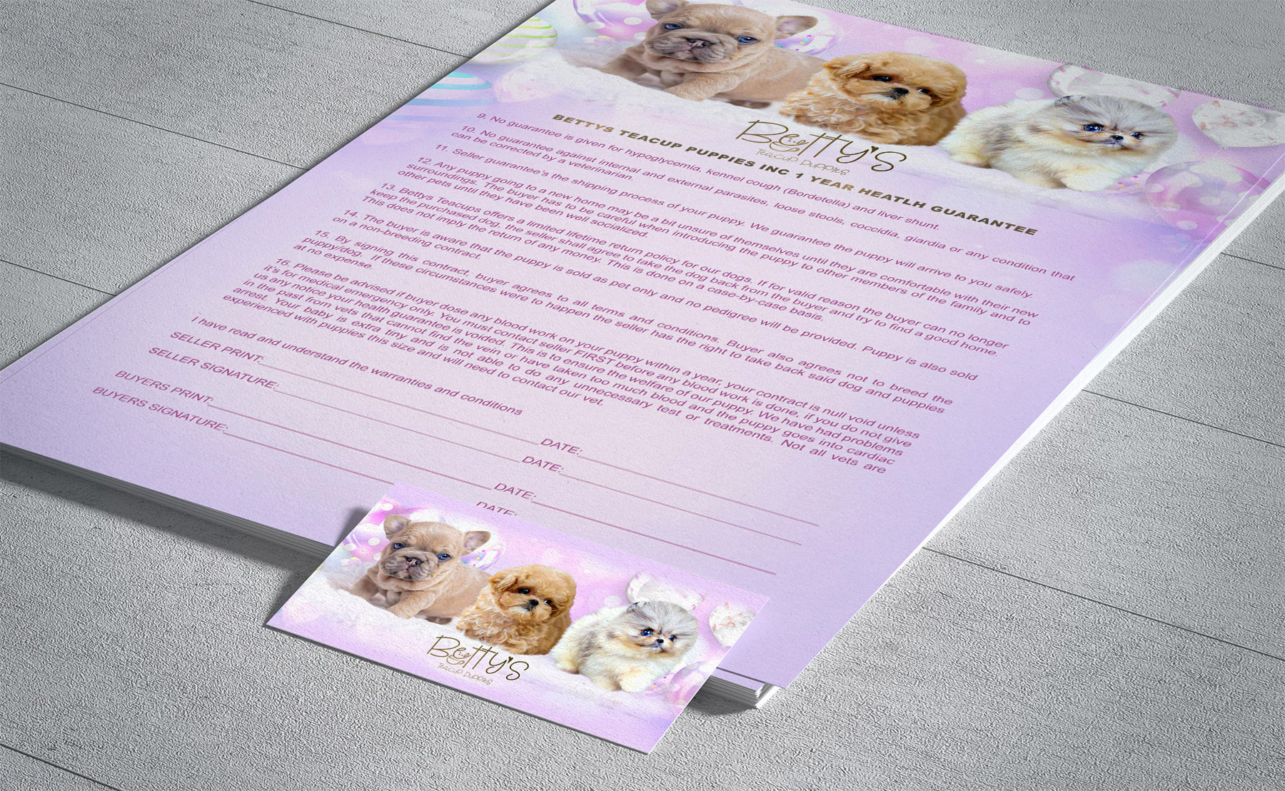 Custom puppy health guarantee